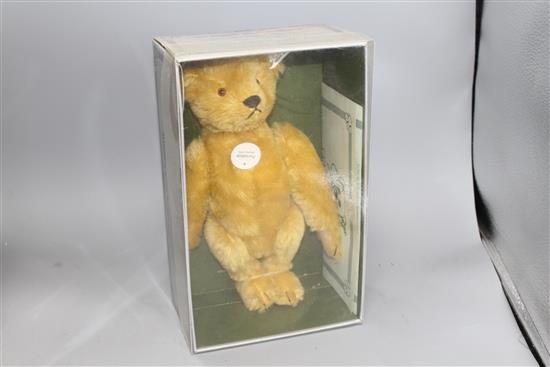 A Steiff Hello 2000 Goodbye 1999 twin bear set, with original numbered box, four other Steiff bears and modern teddy bears and soft t